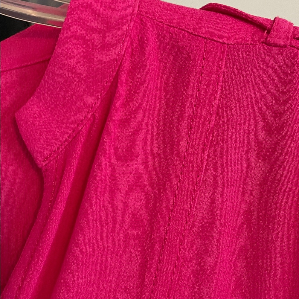 J.Crew Hot Pink PullOver Shift Dress Size S Patch Pockets Shoulder Tabs HighLow - Picture 8 of 15